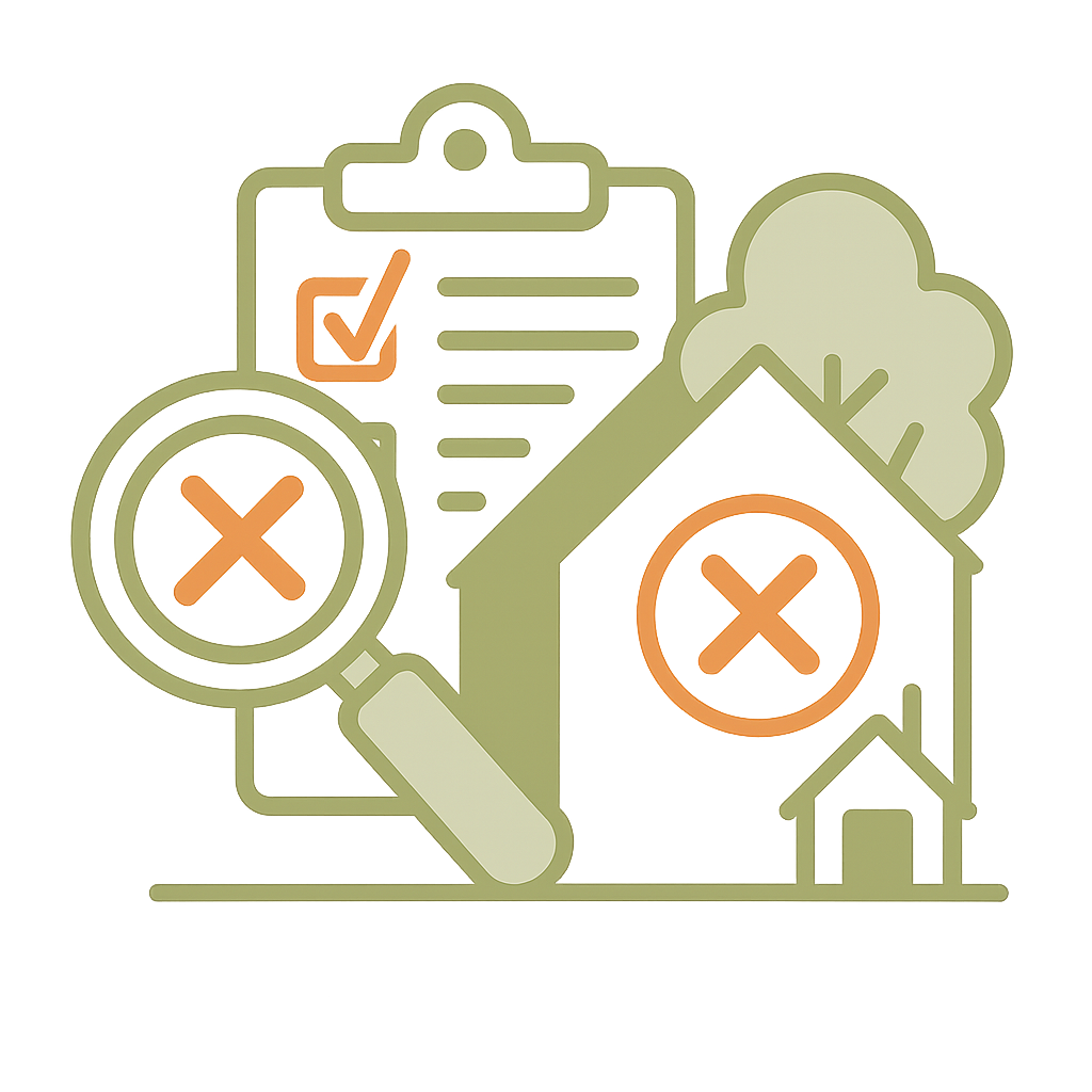 Checklist with rejection marks